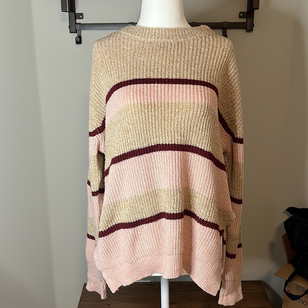 Pink Lily Striped Sweater